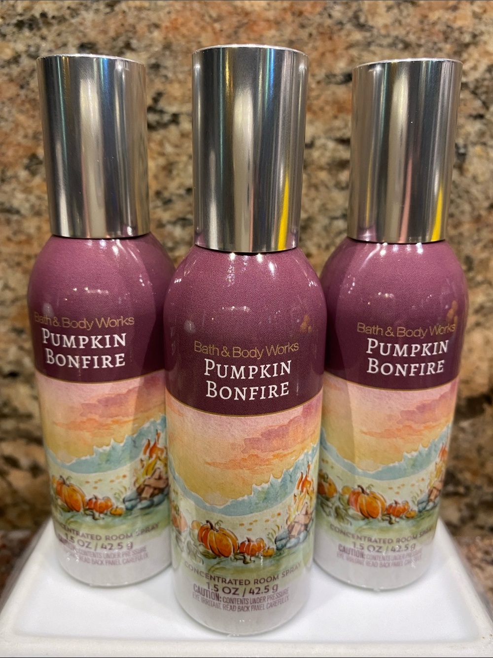 3) - “PUMPKIN BONFIRE” Concentrated Room Sprays, each 1.5 oz / 42.5 g, B&BW, NWT